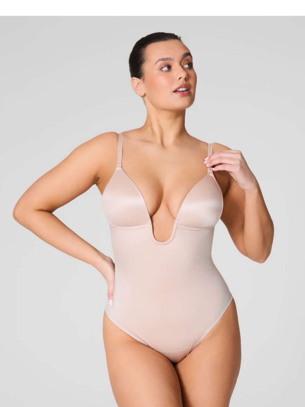 SPANX Deep Plunge Seamless Shaping Bodysuit - Nude Blush S:XL
